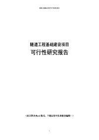 隧道工程新建项目可行性研究报告