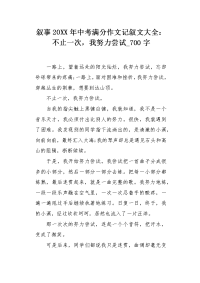 叙事20XX年中考满分作文记叙文大全：不止一次，我努力尝试700字.docx