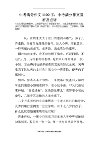 最新中考满分作文1100字：中考满分作文赏析及点评.doc