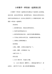 小班数学一样的放一起教案反思