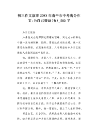 初三作文叙事20XX年南平市中考满分作文-为自己鼓劲(五)500字.docx