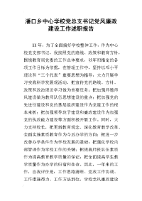 潘口乡中心学校党总支书记党风廉政建设工作的述职报告