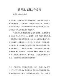 教师见习期工作总结