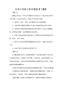 公司十月份工作计划表.doc