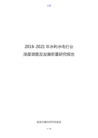 2016-2021年水利水电行业深度调查及发展前景研究报告.doc