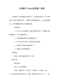 大班数学《6-9相邻数》教案