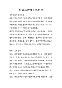 指导新教师工作总结