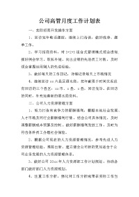 公司高管月度工作计划表