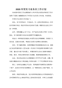 业务员工作计划 业务员工作计划大全 2020外贸实习业务员工作计划
