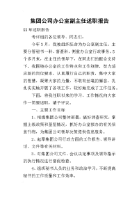 集团公司办公室副主任的述职报告