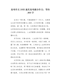 高考作文20XX重庆高考满分作文：等待800字.docx