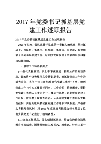 2017年党委书记抓基层党建工作述职报告