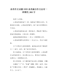 高考作文话题20XX高考满分作文总有一种期待800字.docx