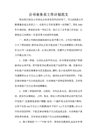 业务员工作计划 业务员工作计划汇总 公司业务员工作计划范文