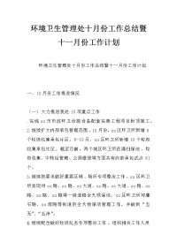 环境卫生管理处十月份工作总结暨十一月份工作计划