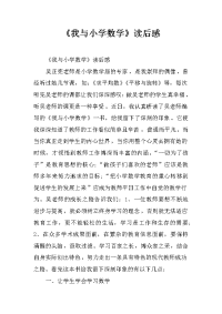 《我与小学数学》读后感