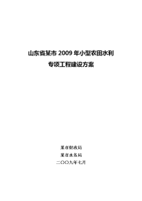 某市2009年小型农田水利专项工程建设方案