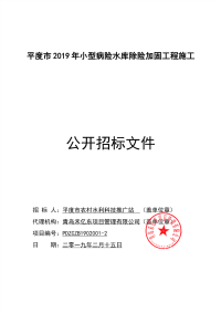 平度市2019年小型病险水库除险加固工程施工