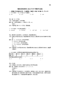 2013年初中数学中考株洲试题解析