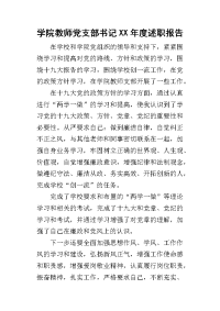 学院教师党支部书记某年度述职报告