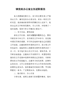 镇党政办公室主任的述职报告