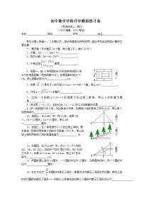 初中数学学科升学模拟练习卷