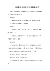 大班数学活动比较轻重教案反思