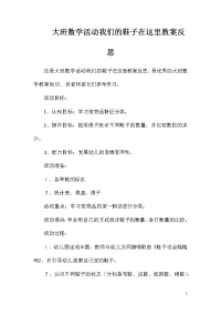 大班数学活动我们的鞋子在这里教案反思