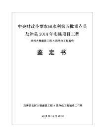 小型农田水利岔河大堰前段b标段单位工程验收鉴定书