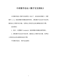 中班数学活动《数字宝宝排队》