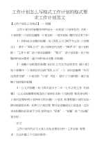 工作计划怎么写格式工作计划的格式要求工作计划范文