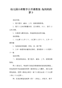 幼儿园小班数学公开课教案-兔妈妈的萝卜