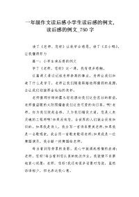 一年级作文读后感小学生读后感的例文,读后感的例文750字