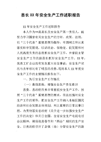 县长某年安全生产工作述职报告