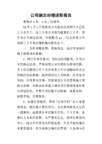 公司副总经理的述职报告