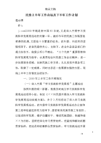 民委上半年工作总结及下半年工作计划