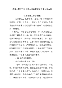 销售主管工作计划表与行政管理工作计划表合集