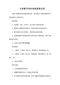 大班数学米粒家族教案反思