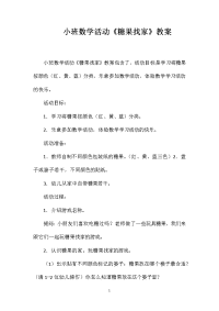 小班数学活动《糖果找家》教案