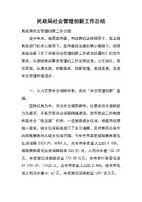 民政局社会管理创新工作总结