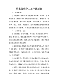 档案管理个人工作计划表