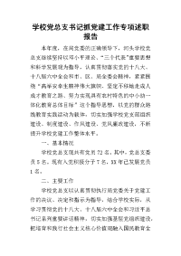 学校党总支书记抓党建工作专项的述职报告