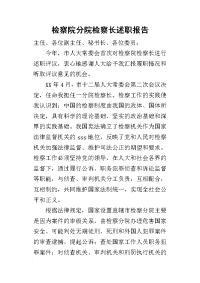 检察院分院检察长的述职报告