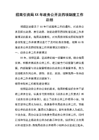 招商引资局xx年政务公开及四项制度工作总结