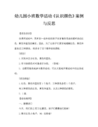 幼儿园小班数学活动《认识颜色》案例与反思.doc