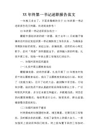 xx年终第一书记述职报告范文