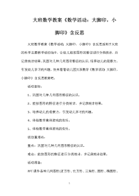 大班数学教案《数学活动：大脚印，小脚印》含反思