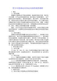 青少年篮球运动员运动损伤现状调研