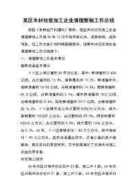 某区木材经营加工企业清理整顿工作总结