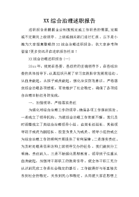 XX综合治理述职报告